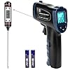 ERICKHILL Termometro a infrarossi -50℃ ~ 600℃ Pistola termica digitale laser senza contatto con display LCD, emissività regolabile - Adatto per cucinare/grigliare/congelare, con sonda per carne