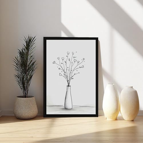 Vase minimaliste fleurs noires et blanches cadeau idéal maison - 6