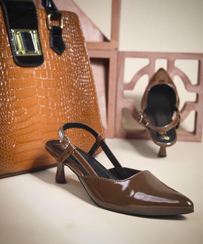 Image of JM LOOKS Elegant Pointed Toe Slingback Kitten Heels Fashionable Sandals for Modern Women