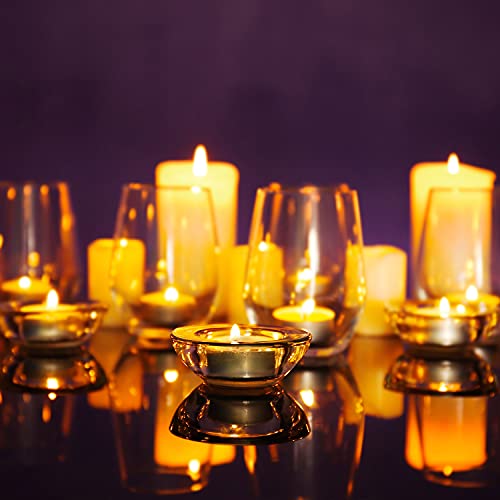 Elivia Clear Tealight Candle Holders - Set Of 12, Round Chunky Glass Candle Holder, 3" Diameter - Ch01 #TOP5