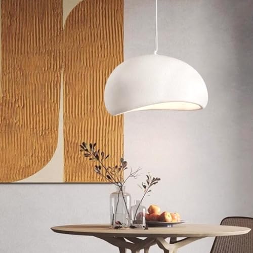Lfoute Nowoczesna Lampa Wisząca Wabi-Sabi Kreatywna Lampa Wisząca Biały Matowy Styl Nordycki Żywica Żyrandol E27 Lampy Wiszące Do Sypialni Salonu Jadalni Kuchni Hotel Restauracja(20cm)