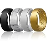 Egnaro Men's Silicone Rings 10mm Wide 2.5mm Thick Rubber Wedding Bands, Multipack 1/4/7 Breathable Comfort Fit For Workout