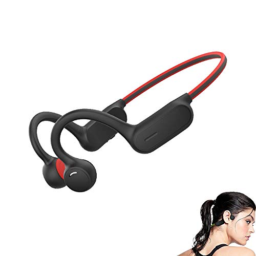 KKING Casque À Conduction Osseuse Stéréo en Titane sans Fil Bluetooth avec Micro pour Courir Conduire Cyclisme Imperméable pour Courir Randonnée Conduite Vélo (Appel HD),Black Red Cover