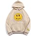 Drew House Hoodie,Drew Abbigliamento Bieber, Smily Face ha disegnato la felpa, Khaki chiaro , X-Large
