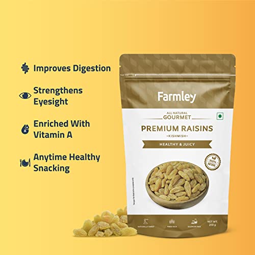 Image of Farmley Raisins Seedless I 200g,I Kishmish, Dry Fruits Source Of Potassium, Healthy & Nutritious (Pack of 2)