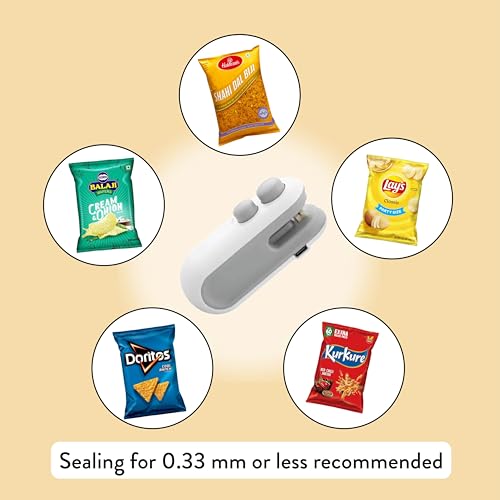 Image of AQAY 2-in-1 Bag Sealer and Cutter, Mini Food Sealer with Magnet Design, Mini Rechargeable Handheld Bag Sealing Machine for Chips Snacks Plastic Bags Fresh Storage Color - White