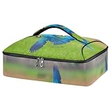 susiyo Blue Gold Macaw Flying Insulated Casserole Carrier for Hot or Cold Food,Casserole Dish Carrier Bag Insulated Lasagna Holder Tote for Potluck Parties Cookouts Picnic Beach