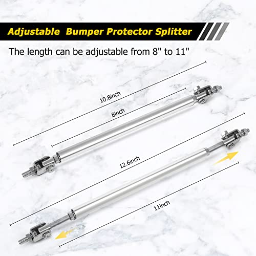 Auxmart 2Pcs Splitter Rods, 8"-11"Adjustable Splitter Strut Rods Front Splitter Support Rods, Bumper Lip Splitter Diffuser Strut Rod Universal Tie Support Bars, Silver #TOP3