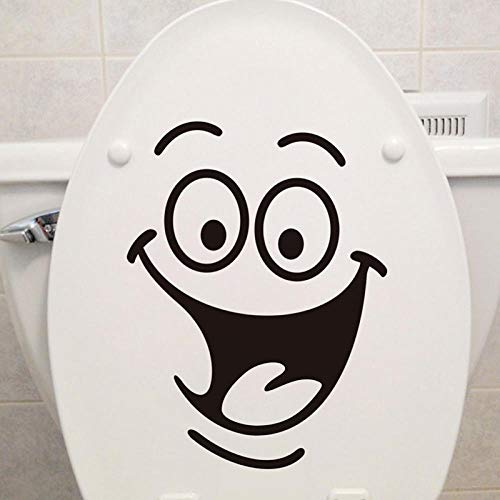 Ksnrang Salle de Bains Toilette Stickers muraux drôle Sourire Visage drôle siège de Toilette décor Vinyle Autocollant étanche Maison Toilette décor Accessoires 24X18 cm Cover