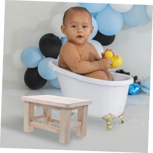 Taburete pequeño PRETYZOOM de madera natural versátil para hogar 3
