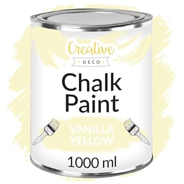 Creative Deco Vanilla Yellow Chalk Paint for Furniture | 1L | Cream Matte & Chalky Finish | Smooth Touch for Interiors | Quick Dry | Furniture Paint Wood Paint for Renovation