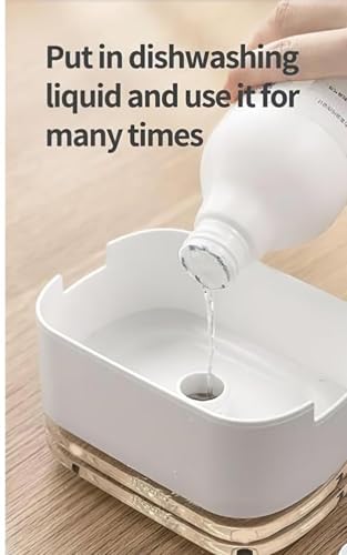 Image of MARKWELL 2 in 1 Kitchen Soap Dispenser with Sponge Holder, 400ml Dishwash Liquid Dispenser for Kitchen Sink, Refillable Dish Soap Pump, Liquid Soap Dispenser for Kitchen & Bathroom