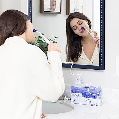 نظام SinuPulse Elite المتقدم للري الأنفي مع 30 عبوة من محلول ملحي SinuAir ، آلة إغاثة احتقان الأنف النابض وشطف الجيوب الأنفية ، أكثر فعالية من وعاء Neti أو رذاذ الأنف