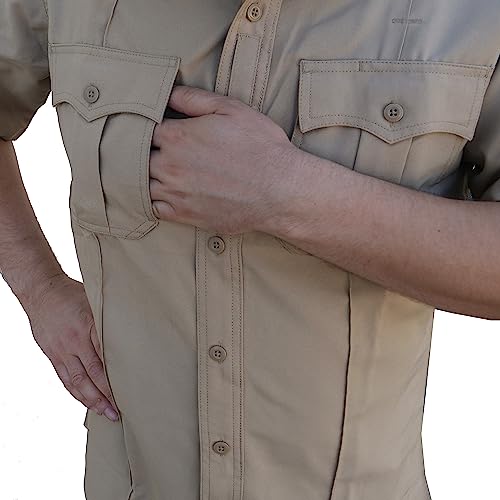 Image of First Class 100% Polyester Short & Long Sleeve Zippered Uniform Shirt 4 Pocket Hidden, Law Enforcement BDU Zipper Closure.