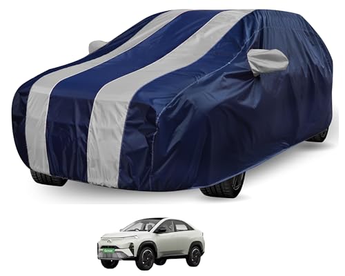 Image of Auto Hub Car Cover Compatible with Tata Curvv with Mirror Pocket, Water Resistant, Triple Stitched, Curvv Car Cover- Navy-Silver