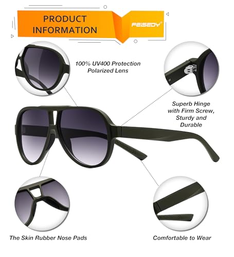 FEISEDY Polarized Sunglasses, TAC HD Lens, TR-90 Frame Lightweight, Retro Sunglasses for Women Men UV400 Protection B01714