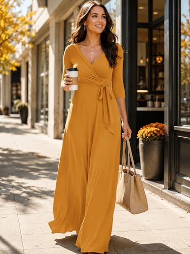 Image of PinkPatty Plus Size Maxi Dress for Women 3 /4 Sleeve Casual Long Dress
