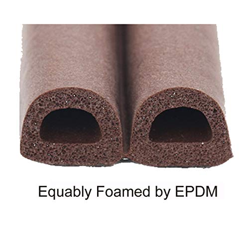 Image of PRUGNA 33Ft Door Seal Weather Stripping, Window Rubber Seal Strip Self Adhesive Foam Tape for Door Window Gap and Wind Blocker, 3 /8-Inch x 1 /4-Inch x 33-Feet, 2 Tapes (Brown)