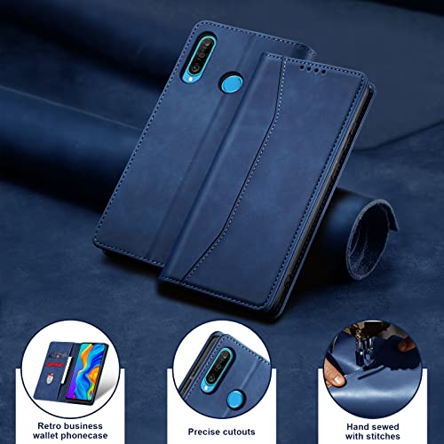 Image of Jasonyu Wallet Case for Huawei P30 Lite, PU Leather Cover with Stand, Magnetic Folio Flip, TPU Shockproof Interior Case and Card Holder Slots, Blue