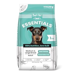 Essentials by Bark Out Loud, Vivaldis – Adult Dry Dog Food, Tailored Nutrition for Medium Large Breeds, Chicken & Egg, Kibbles with Prebiotics, Fish Oil for Immunity (1Kg)