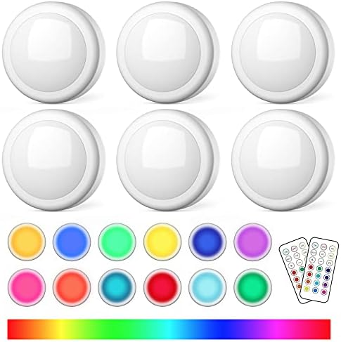 SEMSMOKS LED Puck Lights with Remote, AA Battery Powered Operated, 6 Pack