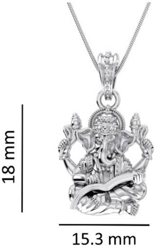 Pendentif Ganesh argent sterling petit modèle avec chaîne de pape - 3