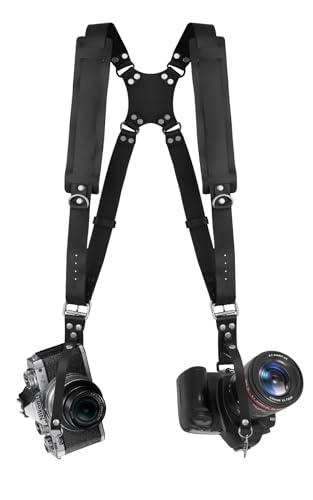 Bebaimis Tracolla Fotocamera,Tracolla Macchina Fotografica per 2 Fotocamere,Cinghia Macchina Fotografica,Cinghia Per Fotocamera,Cinghia Fotocamera per TUTTE le DSLR/SLR,Nero