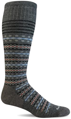 Sockwell Women's Mini Fairisle Moderate Graduated Compression Sock, Charcoal - M/L