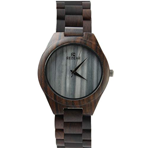 Preisvergleich Produktbild LCSH-REDRAR Herrenuhr Ebenholzarmband / Etui, Marmorzifferblatt, Premium-Quarz, Herrenuhr, Vatertag