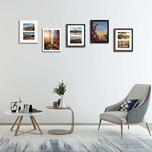 Golden State Art,8X10 Picture Frame Set Of 3, Display Two 4X6 Pictures With Mat Or 8X10 Without Mat,Multi Photo Frames Collage For Wall Or Tabletop Display,Distressed Coffee #TOP6