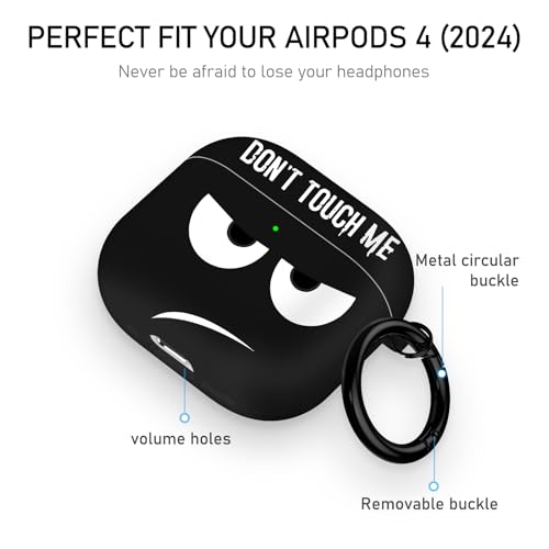 Image of for Apple Airpods 4th Generation Case Cover(2024),Don't Touch Me for Airpods 4 Cover with Keychain /Lanyard Soft Cute Shockproof Covers for Women Men Compatible AirPod 4 Case,Black