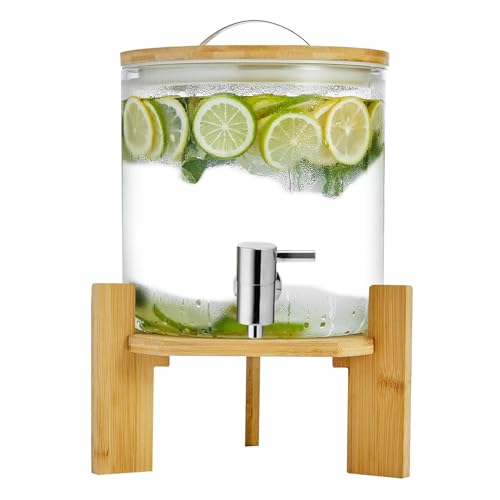 LYXXW Dispensador Bebidas Frías de Madera 2 Galones, Máquina Bebidas Vidrio con Grifo, Dispensador de Jugo de Gran Capacidad para Fiestas Bares Bodas y Restaurantes,3L