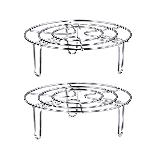 GERUI 2pcs Edelstahl Einlegerost Kochständer Dampfgarer Einsatz Kuchenrost Rund Dämpfen Rack, Dämpfeinsatz für Kochtöpfe Töpfe Abkühlgitter Kuchengitter