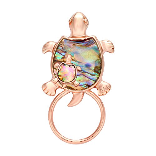 Image of Gold Sea Turtle Natural Abalone Shell Clip Eyeglass Holder Brooch Jewelry