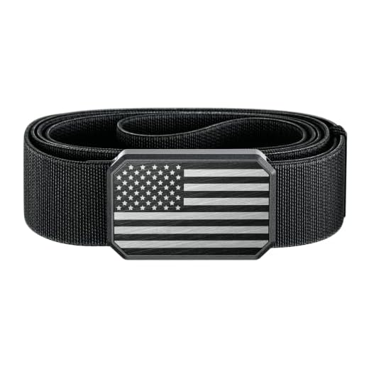 Groove Life Hero Groove Belt Flag Black/Black - Men's Stretch Nylon Belt with Magnetic Aluminum Buckle, Lifetime Coverage - X-Large (41-50")
