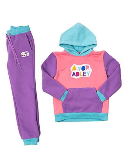 A FOR ADLEY Merch Super Soft Matching Color Block Fleece Set With Embroidered ADLEY Logo on Top and Bottom