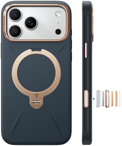 （11:30時点） TORRAS iPhone 17 Pro Max 用 ケース【新感覚レザー・スキンタッチ】Ostand Q3 レザートーン MagSafe対応 リング スタンド 360°定点回転 縦横両対応 マグネット搭載 革 カメラコントロールボタン 米軍規格 耐衝撃 指紋防止 サファイア・ディープブルー