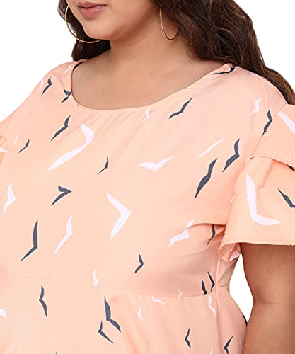 Image of OOMPH! Women's Western & Fusion wear Crepe A-Line Maxi Plus Size Dress - Candlelight Orange - od248 6XL