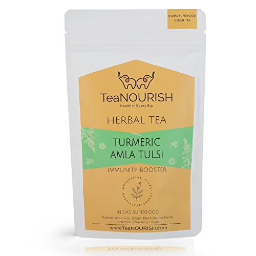 Teanourish Turmeric Amla Tulsi Herbal Tea| Caffeine-Free Tisane | India's Superfood Turmeric, Amla & Tulsi | Aids Digestion, Improves Hair, Supports Immunity | 100% Natural Ingredients (3.53Oz/100Gms) #TOP27
