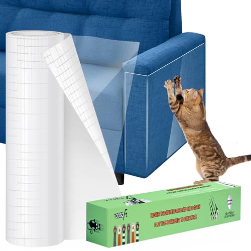 TOOSOFt Anti Cat Scratch Furniture Protector Clear Thicken Vinyl 196.9"x16.5" Couch Protector from Cat Claws - Single Sided Sticky Flexible Dog Tape for Furniture, for Couch Corner Door Walls Bed by TOOSOFt - Used condition - US$24.69