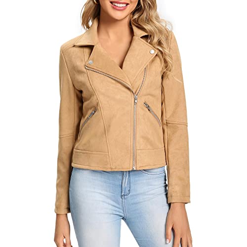 S P Y M Womens Faux Leather Jacket, Moto Biker Suede Coat3