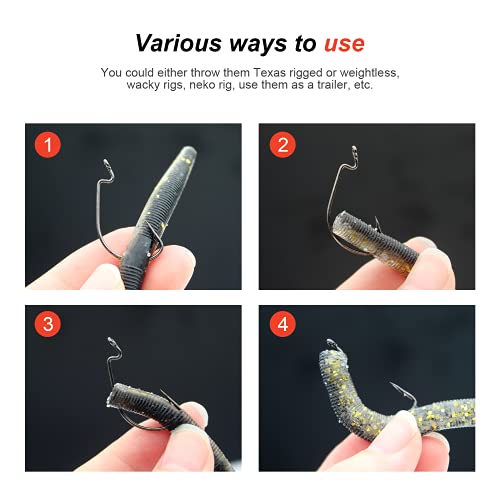 Lilureena 30 Pcs Senko Worms Fishing 3''Soft Lures Kit Plastic Bait Bass Fishing Lure For Wacky Rig Carolina Rigged Texas Rigged #TOP5