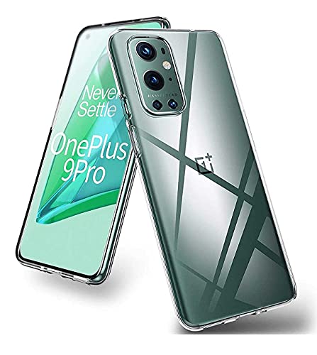 Image of Soft Flexible Silicone Back Cover (OnePlus 9 Pro, Transparent Case + Screen Guard)