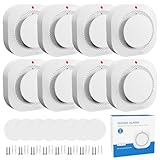 WARROXIDE Smoke Detectors for Home,Photoelectric Wireless Fire Alarms Replaceable Battery Powered,Portable Smoke Alarm with Test/Mute Button,Attic Smoke Detector,8 Pcs