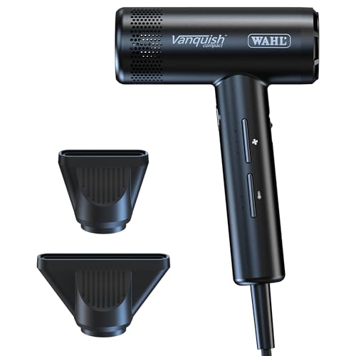 Wahl Professional Vanquish Compact Hair Dryer Ultra Lightweight Digital Motor Corded Dryer with 3 Heat & 3 Speed Settings 1600W Black