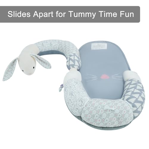 Image of Lovvie & Joy 2-in-1 Tummy Time Mat & Seated Support Pillow,Baby Tummy Time Pillow Support for Newborns and Older Babies,with Detachable Support Pillow and Toys Rabbit