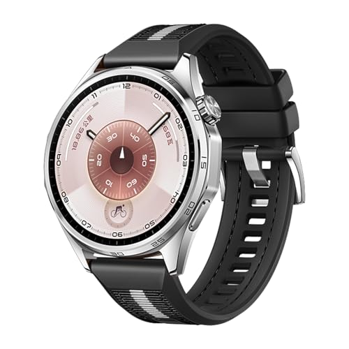 VeveXiao 22mm ���o�[�X�g���b�v Huawei Watch GT 6/5/4/3 46mm�ɑΉ� �\�t�g�ŏ�v�ȃu���X���b�g �i�C�����V���R�������p�o���h Huawei Watch GT 6/5/4/3 Pro 46mm�p (�u���b�N1)