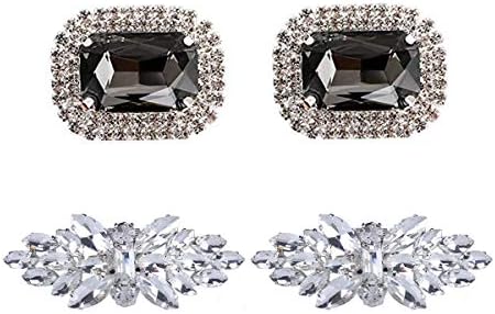 Polkar Elegant Rhinestone Crystal Metal Shoe Clips Shoe Buckle for Wedding Party Decoration (white shoe clip)