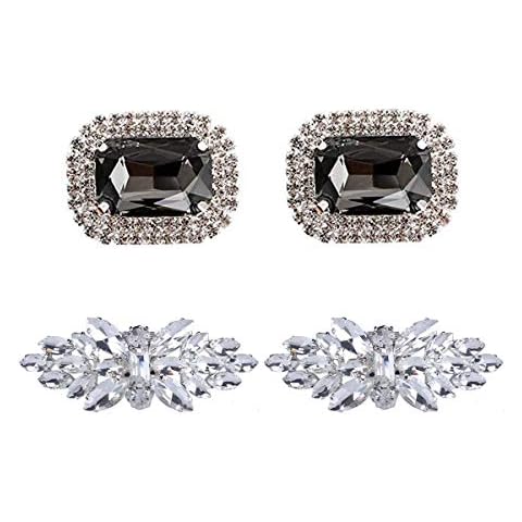 Polkar Elegant Rhinestone Crystal Metal Shoe Clips Shoe Buckle for Wedding Party Decoration (white shoe clip) Cover