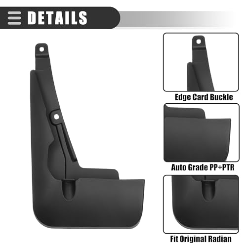 Image of Motoforti Car Mud Flaps, Splash Guards, for Toyota Highlander Sport 2020-2023, Plastci, with Screw, Black, 1 Set